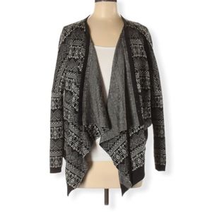 Costa Blanca Cardigan Sweater Size M Long Sleeve Boho Style Gray Brown Oversized